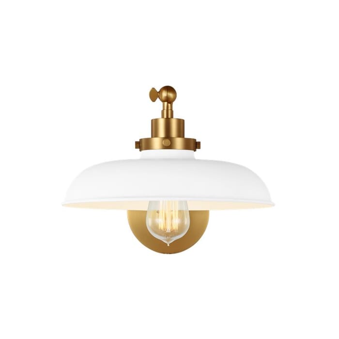 Generation Lighting Wellfleet Wall Sconce in Matte White And Burnished Brass by Chapman & Myers Generation Lighting Wellfleet Wall Sconce in Matte White And Burnished Brass by Chapman & Myers
