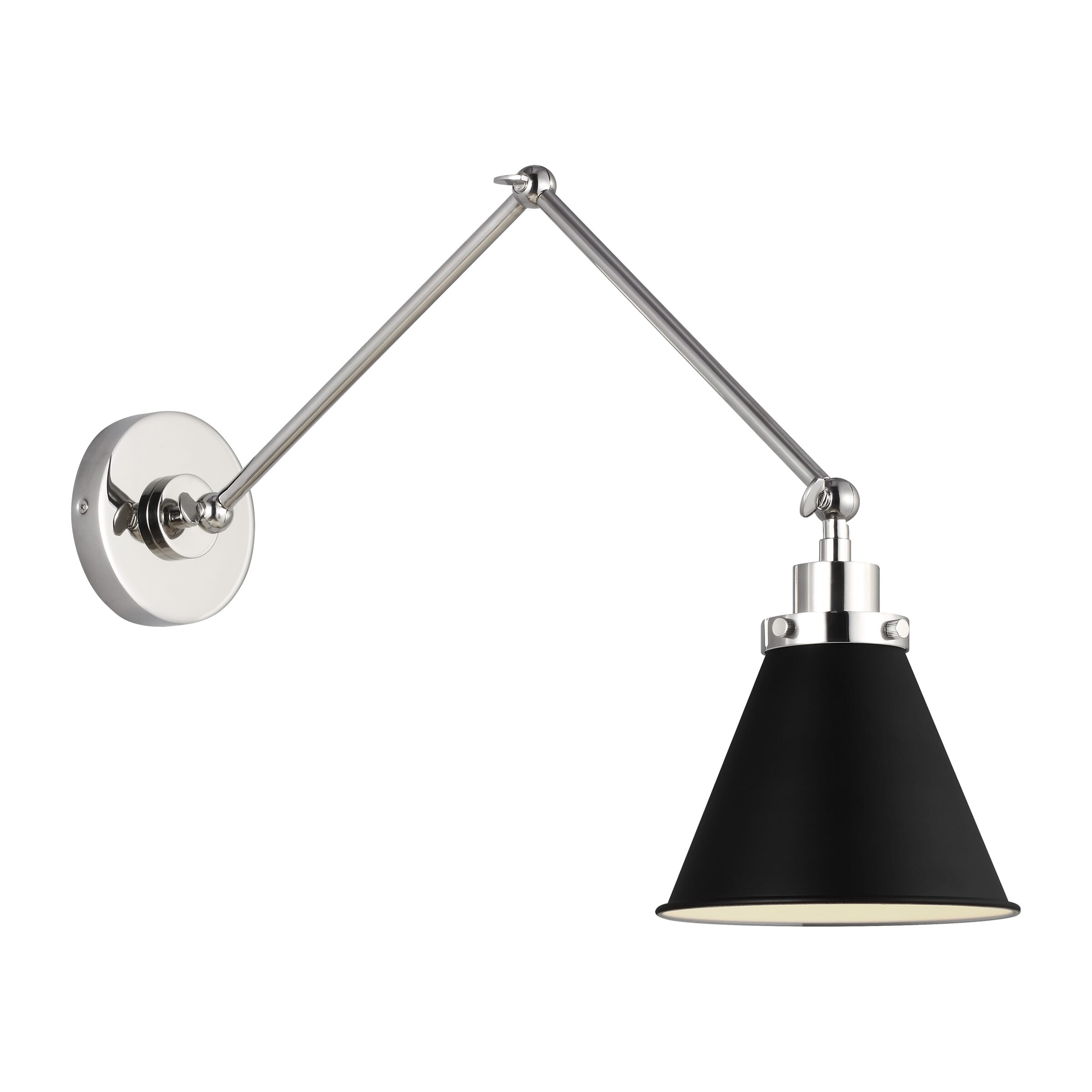 Generation Lighting Wellfleet Wall Sconce in Midnight Black And Polished Nickel by Chapman & Myers