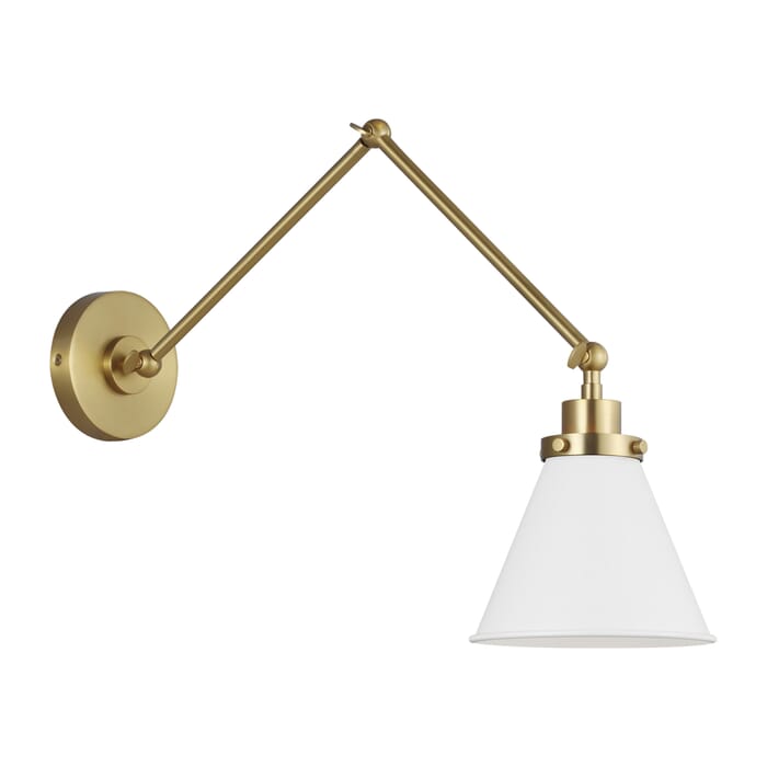 Generation Lighting Wellfleet Wall Sconce in Matte White And Burnished Brass by Chapman & Myers Generation Lighting Wellfleet Wall Sconce in Matte White And Burnished Brass by Chapman & Myers