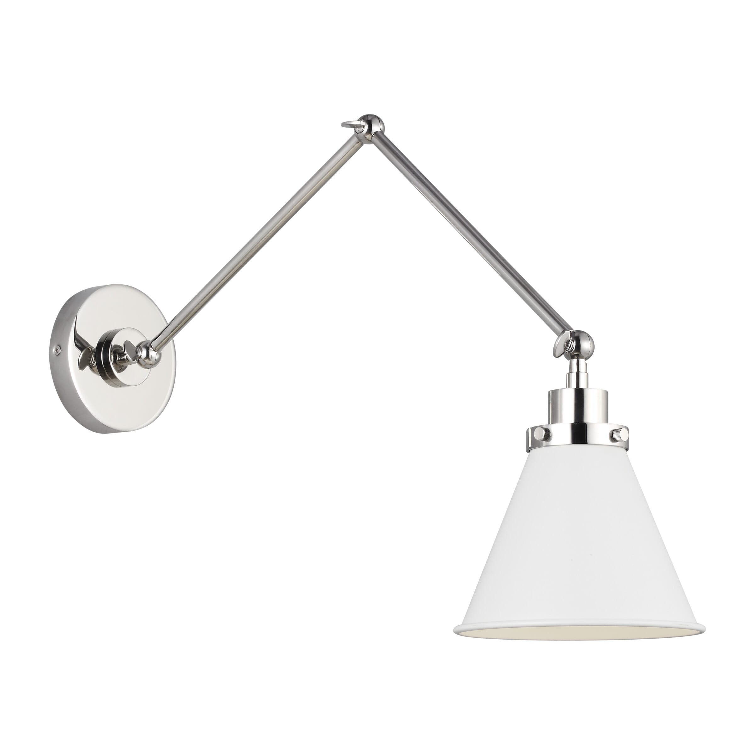 Generation Lighting Wellfleet Wall Sconce in Matte White And Polished Nickel by Chapman & Myers