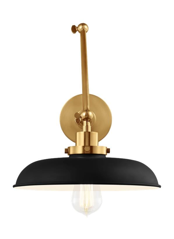 Generation Lighting Wellfleet Wall Sconce in Midnight Black And Burnished Brass by Chapman & Myers
