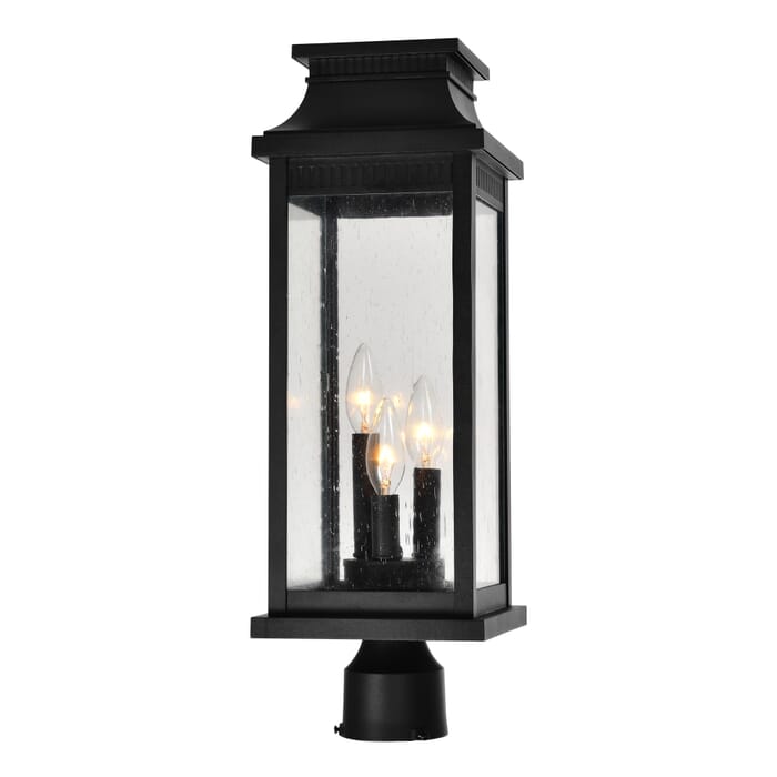 CWI Milford 3 Light Outdoor Black Lantern Head CWI Milford 3 Light Outdoor Black Lantern Head