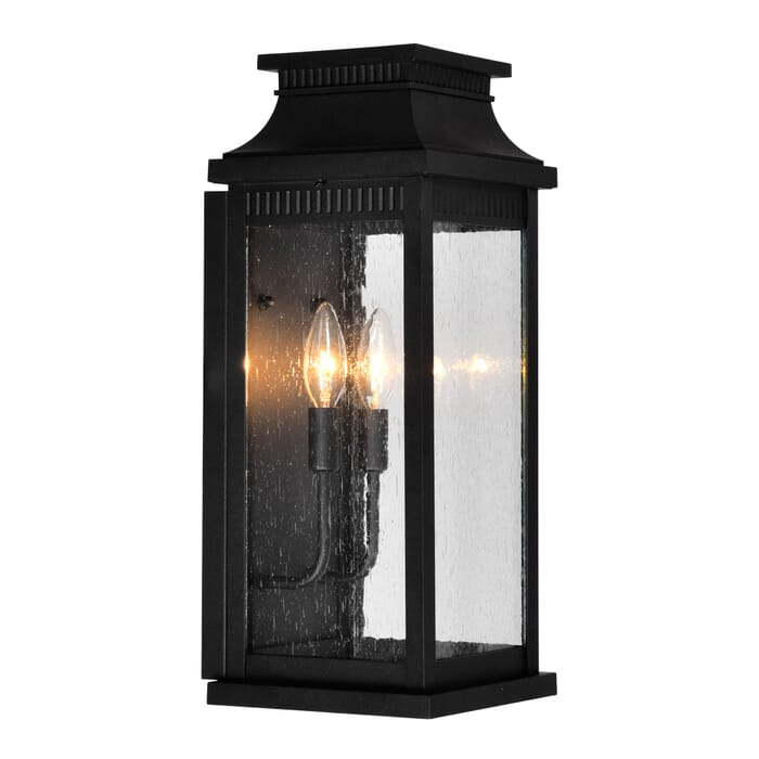 CWI Milford 2 Light Outdoor Black Wall Lantern CWI Milford 2 Light Outdoor Black Wall Lantern