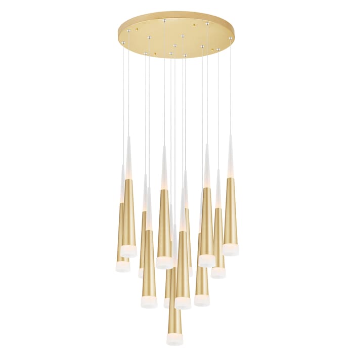 CWI Andes LED Multi Light Pendant With Satin Gold Finish CWI Andes LED Multi Light Pendant With Satin Gold Finish