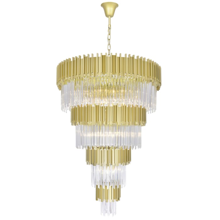 CWI Deco 34 Light Down Chandelier With Medallion Gold Finish CWI Deco 34 Light Down Chandelier With Medallion Gold Finish
