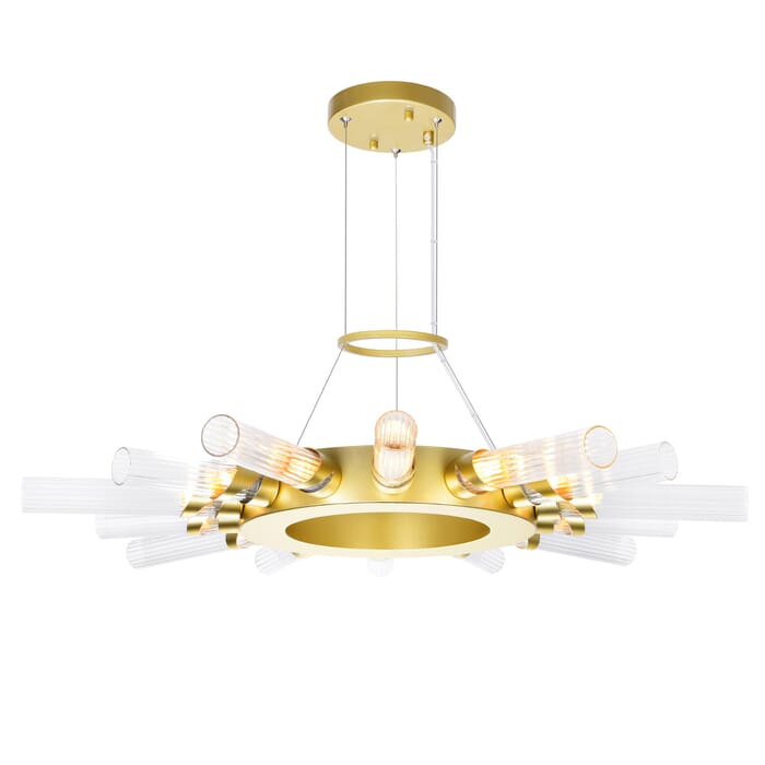 CWI Collar 14 Light Chandelier With Satin Gold Finish CWI Collar 14 Light Chandelier With Satin Gold Finish