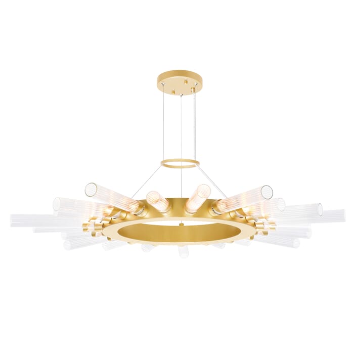 CWI Collar 21 Light Chandelier With Satin Gold Finish CWI Collar 21 Light Chandelier With Satin Gold Finish