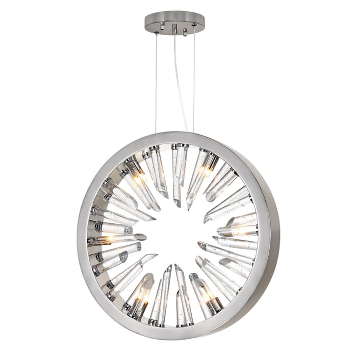 CWI Spiked 6 Light Chandelier With Polished Nickel Finish CWI Spiked 6 Light Chandelier With Polished Nickel Finish