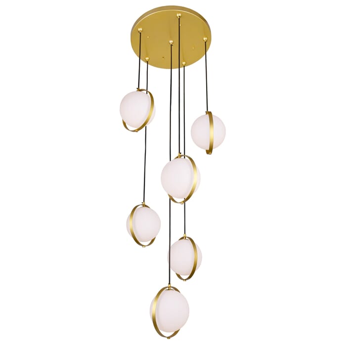 CWI Da Vinci 6 Light Multi Light Pendant With Brass Finish CWI Da Vinci 6 Light Multi Light Pendant With Brass Finish