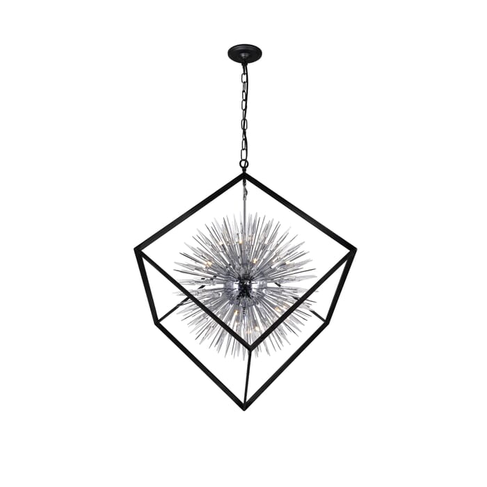 CWI Starburst 20 Light Chandelier With Chrome & Black Finish CWI Starburst 20 Light Chandelier With Chrome & Black Finish