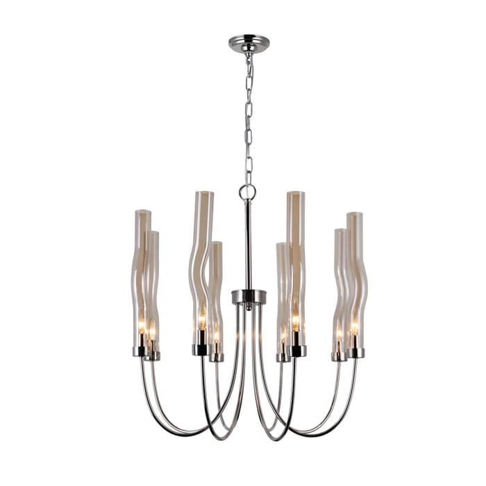 CWI Meduse 8 Light Chandelier With Polished Nickel Finish CWI Meduse 8 Light Chandelier With Polished Nickel Finish