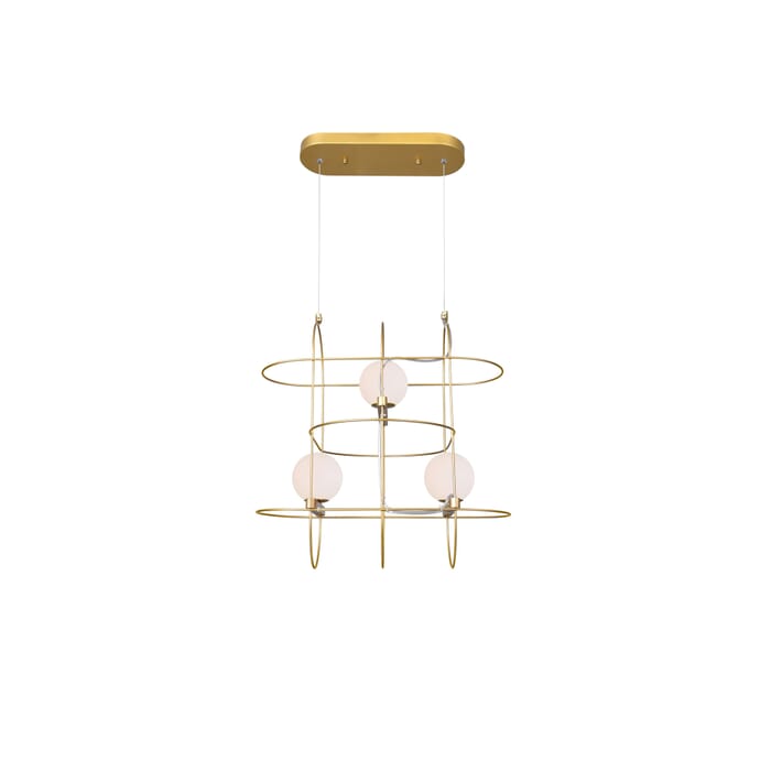 CWI Orbit 3 Light Chandelier With Medallion Gold Finish CWI Orbit 3 Light Chandelier With Medallion Gold Finish