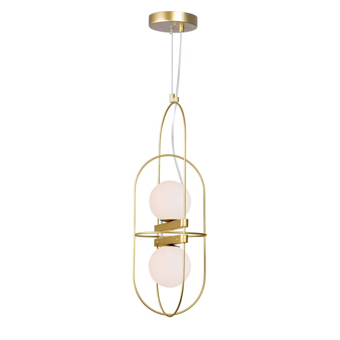 CWI Orbit 2 Light Pendant With Medallion Gold Finish CWI Orbit 2 Light Pendant With Medallion Gold Finish