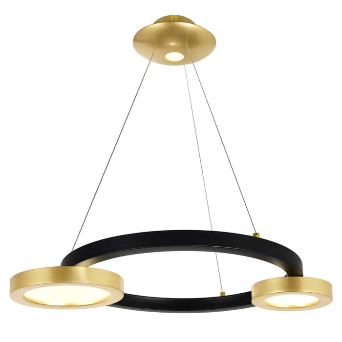 CWI Deux Lunes LED Chandelier With Sun Gold & Black Finish CWI Deux Lunes LED Chandelier With Sun Gold & Black Finish