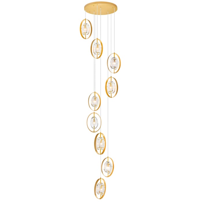 CWI Iris 9 Light Pendant With Sun Gold Finish CWI Iris 9 Light Pendant With Sun Gold Finish