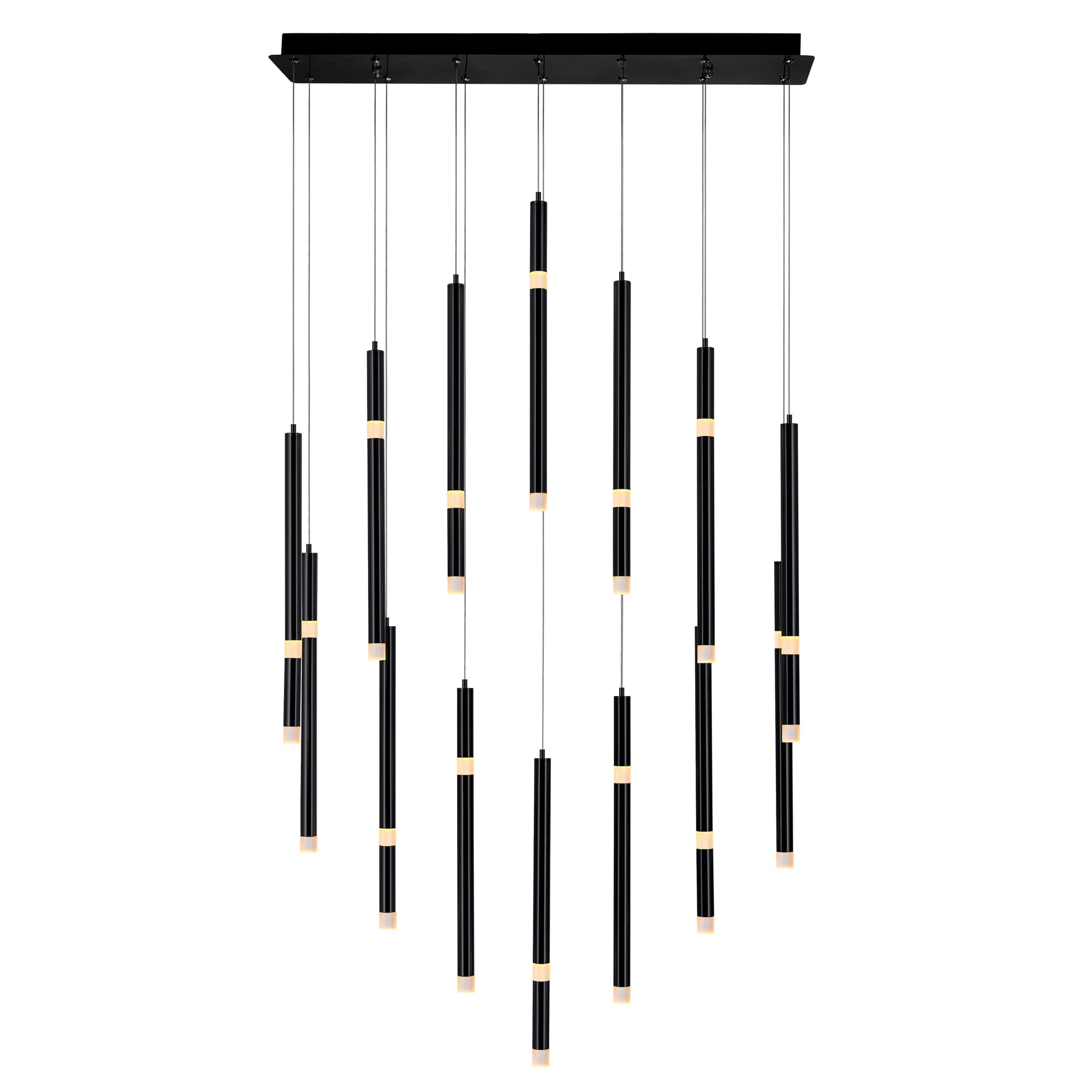 CWI Flute 14 Light LED Chandelier With Black Finish