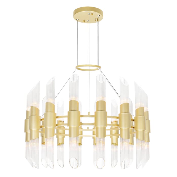CWI Croissant 32 Light Chandelier With Satin Gold Finish CWI Croissant 32 Light Chandelier With Satin Gold Finish
