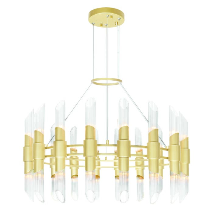 CWI Croissant 36 Light Chandelier With Satin Gold Finish CWI Croissant 36 Light Chandelier With Satin Gold Finish