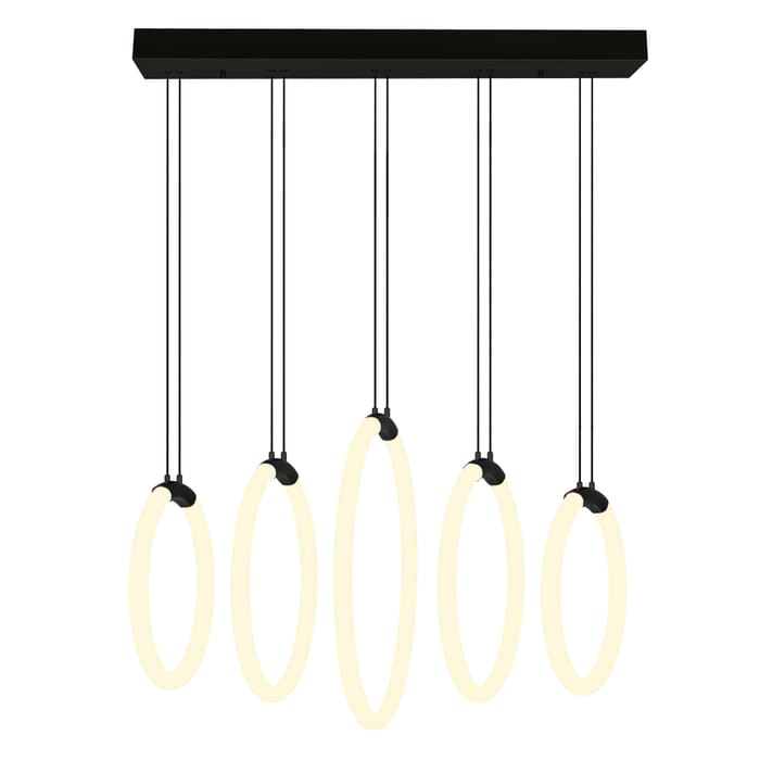 CWI Hoops 5 Light LED Chandelier With Black Finish CWI Hoops 5 Light LED Chandelier With Black Finish