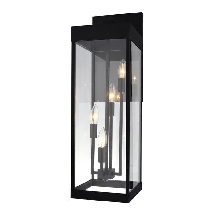 CWI Windsor 4 Light Black Outdoor Wall Light CWI Windsor 4 Light Black Outdoor Wall Light