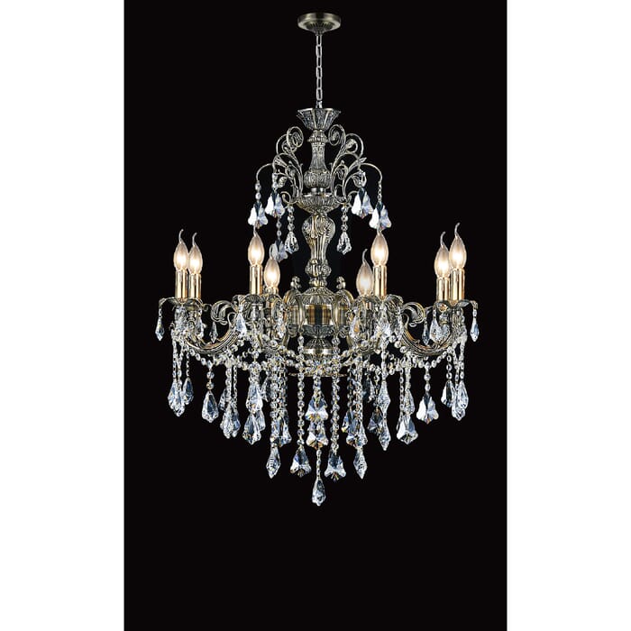 CWI Brass 8 Light Up Chandelier With Antique Brass Finish CWI Brass 8 Light Up Chandelier With Antique Brass Finish