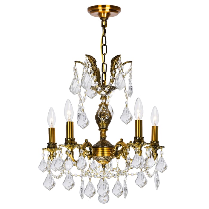 CWI Brass 5 Light Up Chandelier With French Gold Finish CWI Brass 5 Light Up Chandelier With French Gold Finish