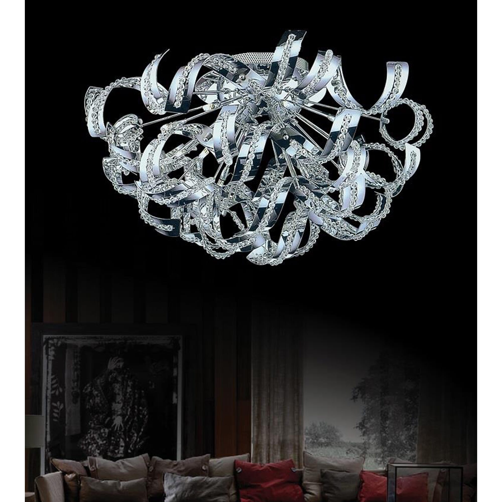 Chrome Nine Light Flush Mount from the Swivel Collection LightsOnline