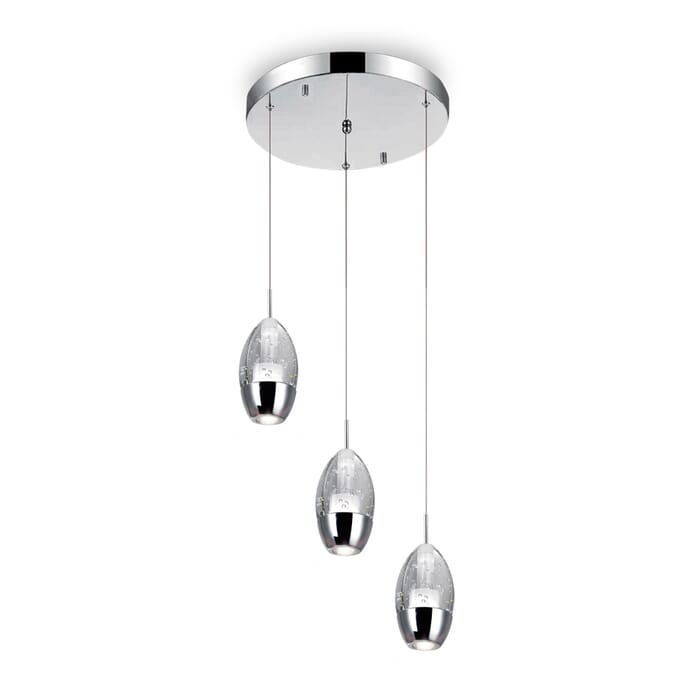 CWI Perrier 3 Light Multi Light Pendant With Chrome Finish CWI Perrier 3 Light Multi Light Pendant With Chrome Finish