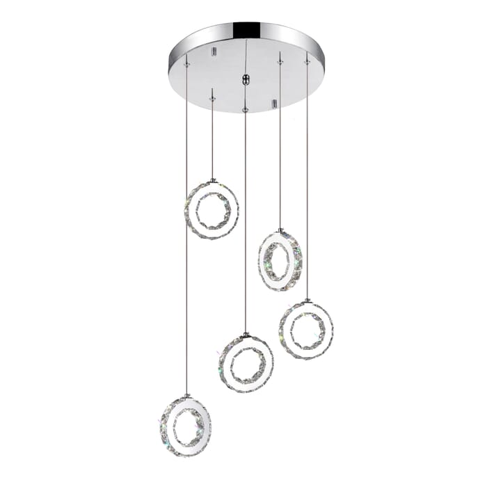 CWI Ring LED Multi Light Pendant With Chrome Finish CWI Ring LED Multi Light Pendant With Chrome Finish