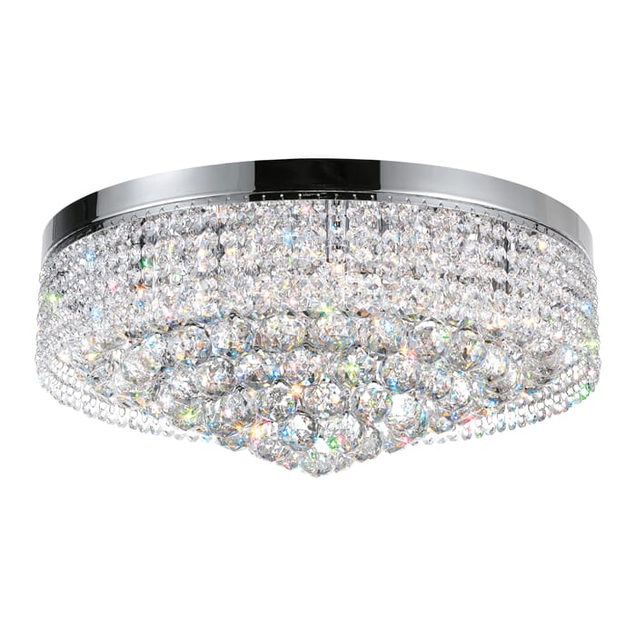 CWI Cascade 10 Light Drum Shade Flush Mount With Chrome Finish CWI Cascade 10 Light Drum Shade Flush Mount With Chrome Finish