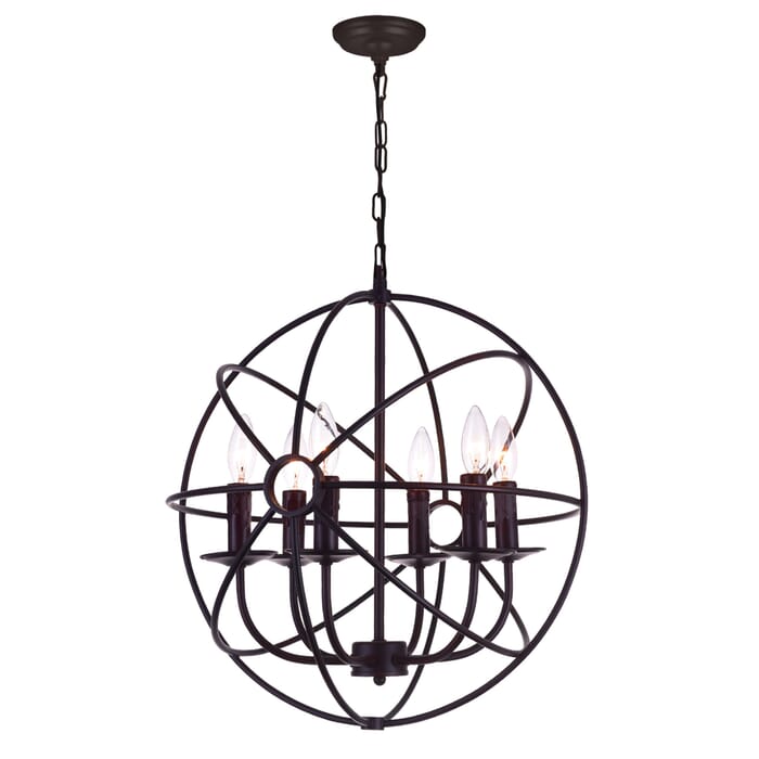 CWI Arza 6 Light Up Chandelier With Brown Finish CWI Arza 6 Light Up Chandelier With Brown Finish