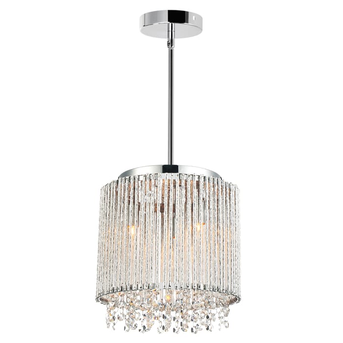 CWI Claire 3 Light Drum Shade Mini Pendant With Chrome Finish CWI Claire 3 Light Drum Shade Mini Pendant With Chrome Finish