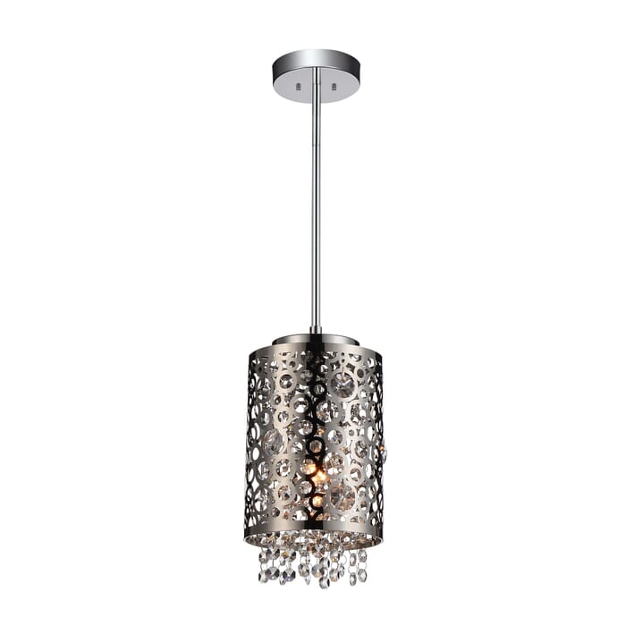 CWI Bubbles 1 Light Drum Shade Mini Pendant With Chrome Finish CWI Bubbles 1 Light Drum Shade Mini Pendant With Chrome Finish