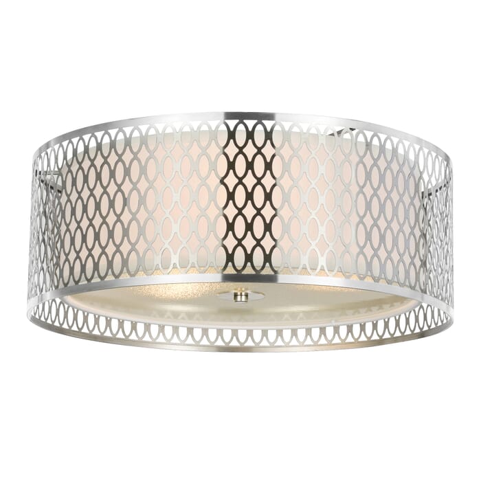 CWI Mikayla 3 Light Drum Shade Flush Mount With Satin Nickel Finish CWI Mikayla 3 Light Drum Shade Flush Mount With Satin Nickel Finish