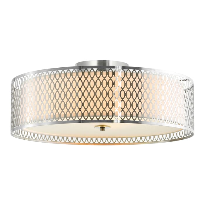CWI Mikayla 5 Light Drum Shade Flush Mount With Satin Nickel Finish CWI Mikayla 5 Light Drum Shade Flush Mount With Satin Nickel Finish
