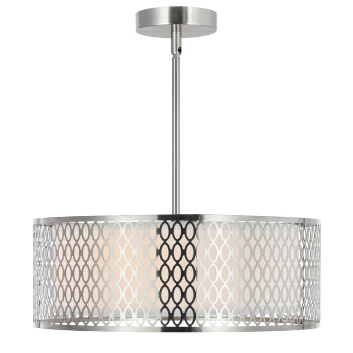 CWI Mikayla 3 Light Drum Shade Chandelier With Satin Nickel Finish CWI Mikayla 3 Light Drum Shade Chandelier With Satin Nickel Finish
