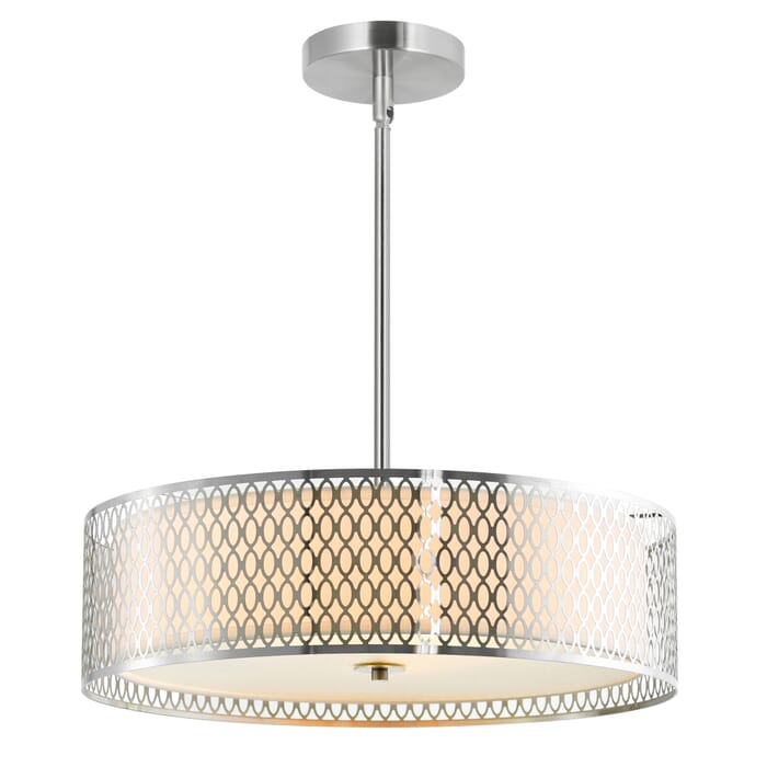 CWI Mikayla 5 Light Drum Shade Chandelier With Satin Nickel Finish CWI Mikayla 5 Light Drum Shade Chandelier With Satin Nickel Finish