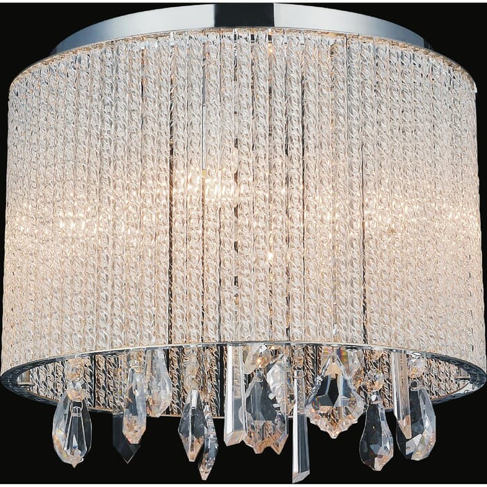 CWI Benson 4 Light Drum Shade Flush Mount With Chrome Finish CWI Benson 4 Light Drum Shade Flush Mount With Chrome Finish