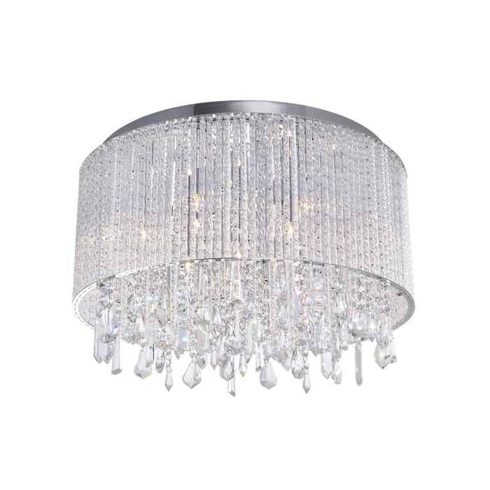 CWI Benson 6 Light Drum Shade Flush Mount With Chrome Finish CWI Benson 6 Light Drum Shade Flush Mount With Chrome Finish