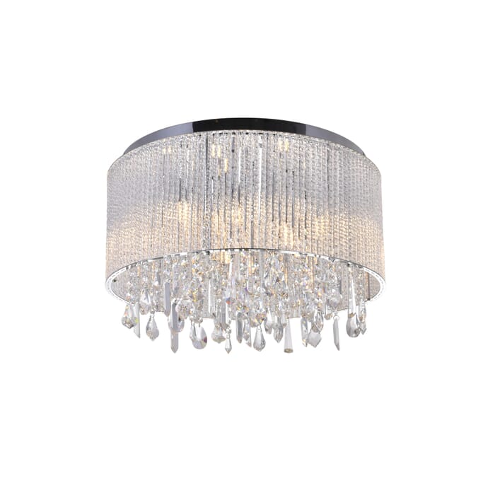 CWI Benson 9 Light Drum Shade Flush Mount With Chrome Finish CWI Benson 9 Light Drum Shade Flush Mount With Chrome Finish