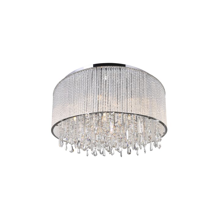 CWI Benson 14 Light Drum Shade Flush Mount With Chrome Finish CWI Benson 14 Light Drum Shade Flush Mount With Chrome Finish