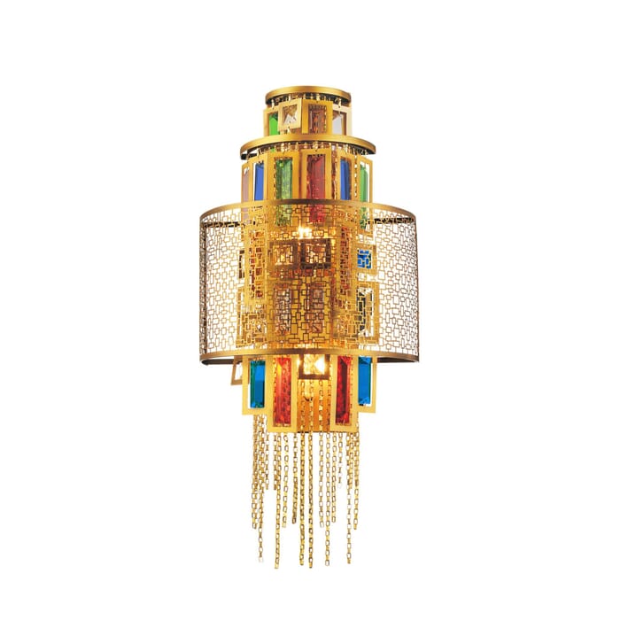 CWI Stained 3 Light Wall Sconce With Gold Finish CWI Stained 3 Light Wall Sconce With Gold Finish