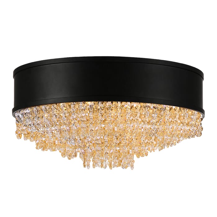 CWI Medina 7 Light Drum Shade Flush Mount With Black Finish CWI Medina 7 Light Drum Shade Flush Mount With Black Finish