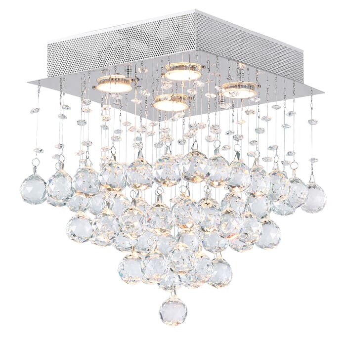CWI Square 4 Light Flush Mount With Chrome Finish CWI Square 4 Light Flush Mount With Chrome Finish