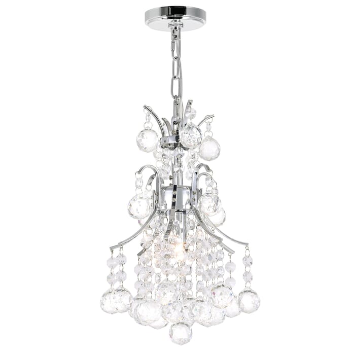 CWI Princess 1 Light Mini Chandelier With Chrome Finish CWI Princess 1 Light Mini Chandelier With Chrome Finish