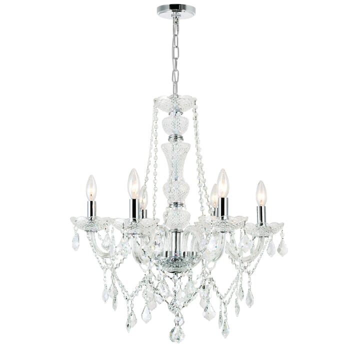 CWI Princeton 6 Light Down Chandelier With Chrome Finish CWI Princeton 6 Light Down Chandelier With Chrome Finish