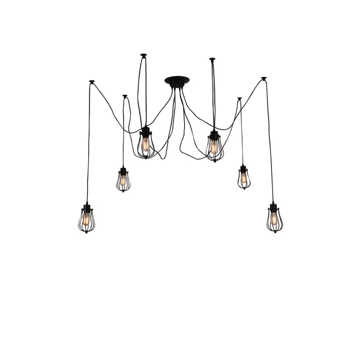 CWI Tomaso 6 Light Multi Light Pendant With Black Finish CWI Tomaso 6 Light Multi Light Pendant With Black Finish