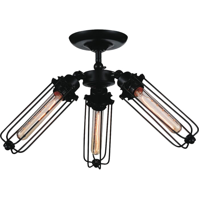 CWI Benji 3 Light Flush Mount With Black Finish CWI Benji 3 Light Flush Mount With Black Finish