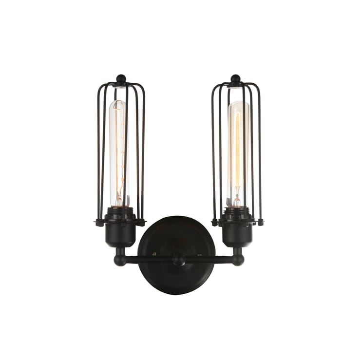 CWI Benji 2 Light Wall Sconce With Black Finish CWI Benji 2 Light Wall Sconce With Black Finish