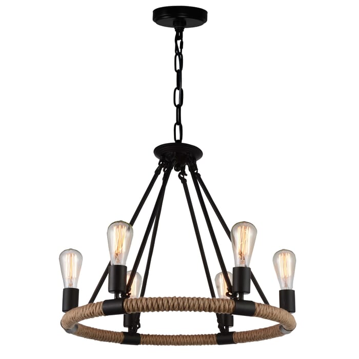 CWI Ganges 6 Light Up Chandelier With Black Finish CWI Ganges 6 Light Up Chandelier With Black Finish